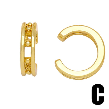 1 Pair Hip-hop Retro Geometric Plating Copper 18k Gold Plated Ear Cuffs