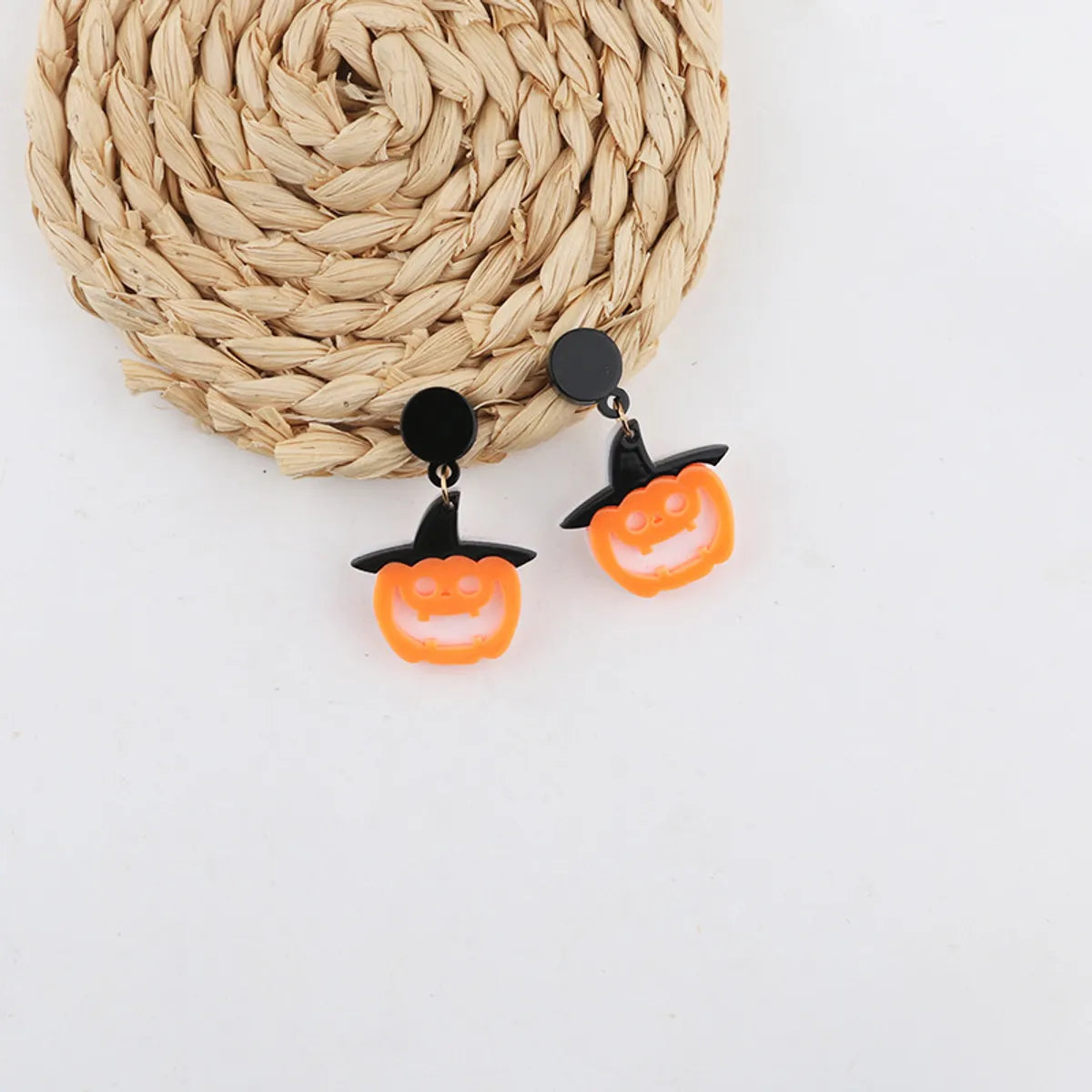 1 Pair Hip-Hop Retro Geometric Pumpkin Ghost Plating Arylic Drop Earrings