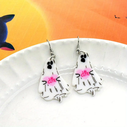 1 Pair Hip-Hop Retro Halloween Pattern Letter Ghost Arylic Drop Earrings