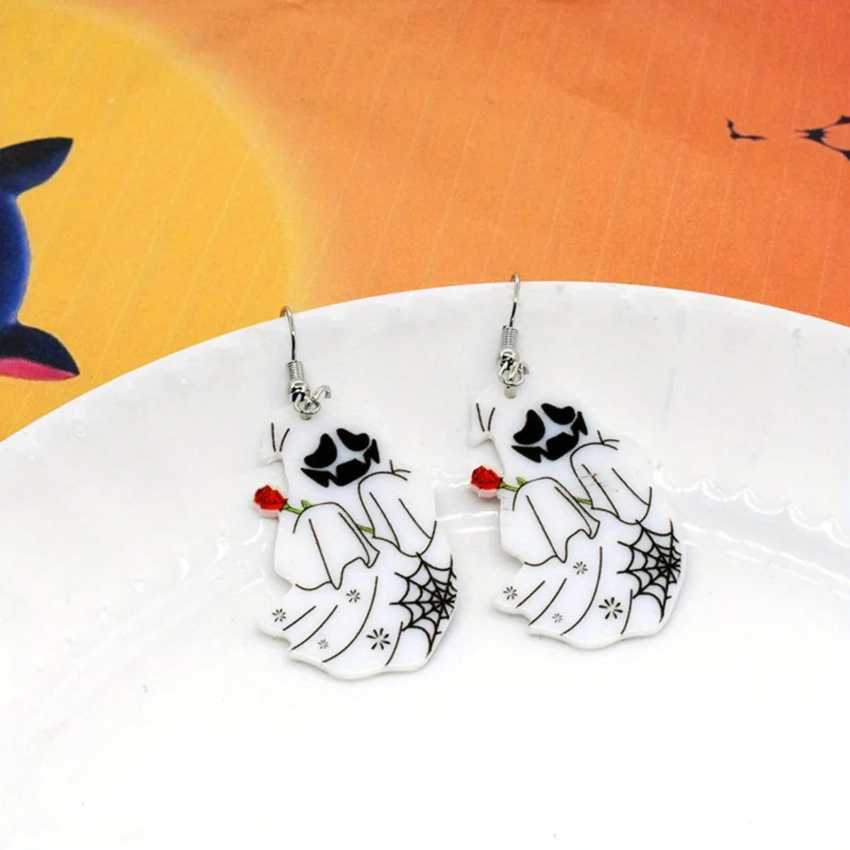 1 Pair Hip-Hop Retro Halloween Pattern Letter Ghost Arylic Drop Earrings