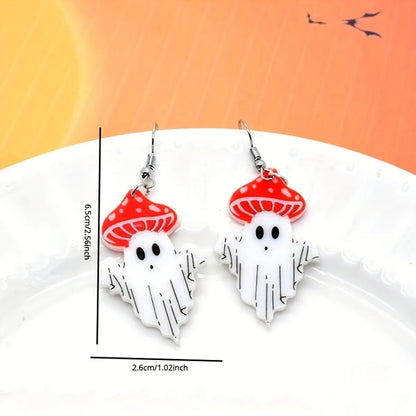 1 Pair Hip-Hop Retro Halloween Pattern Letter Ghost Arylic Drop Earrings