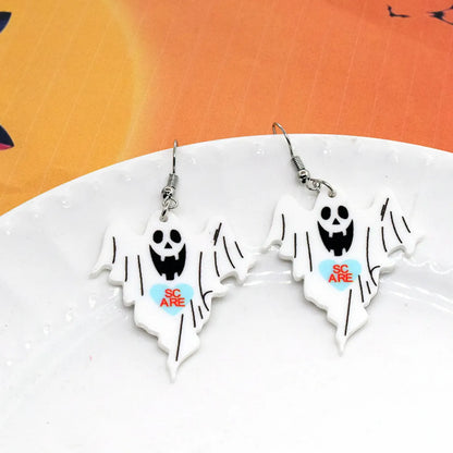 1 Pair Hip-Hop Retro Halloween Pattern Letter Ghost Arylic Drop Earrings