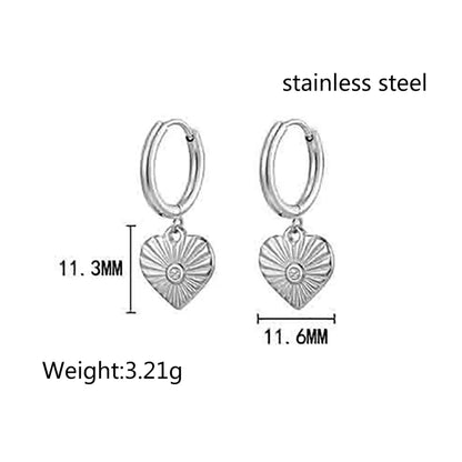 1 Pair Hip-hop Retro Heart Shape Patchwork Stainless Steel Drop Earrings