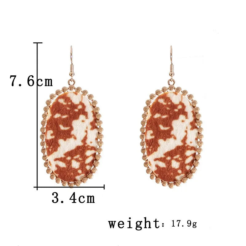 1 Pair Hip-Hop Retro Oval Plating Inlay Alloy Pu 18k Gold Plated Ear Hook