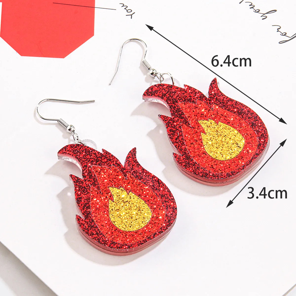 1 Pair Hip-hop Retro Punk Flame Stainless Steel Arylic Drop Earrings