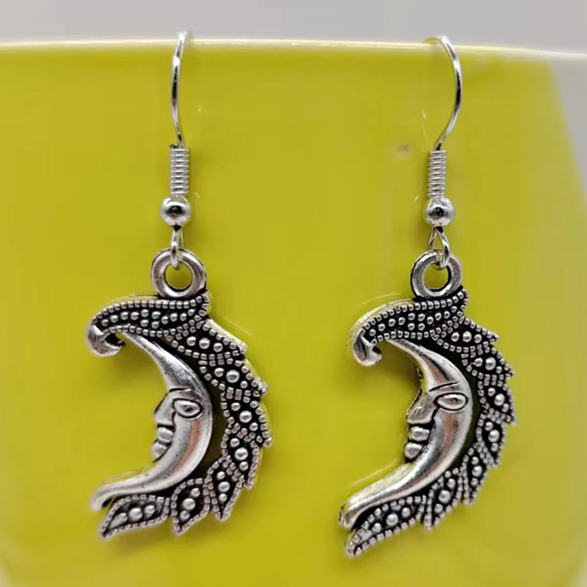 1 Pair Hip-Hop Retro Punk Sun Moon Plating Alloy Drop Earrings