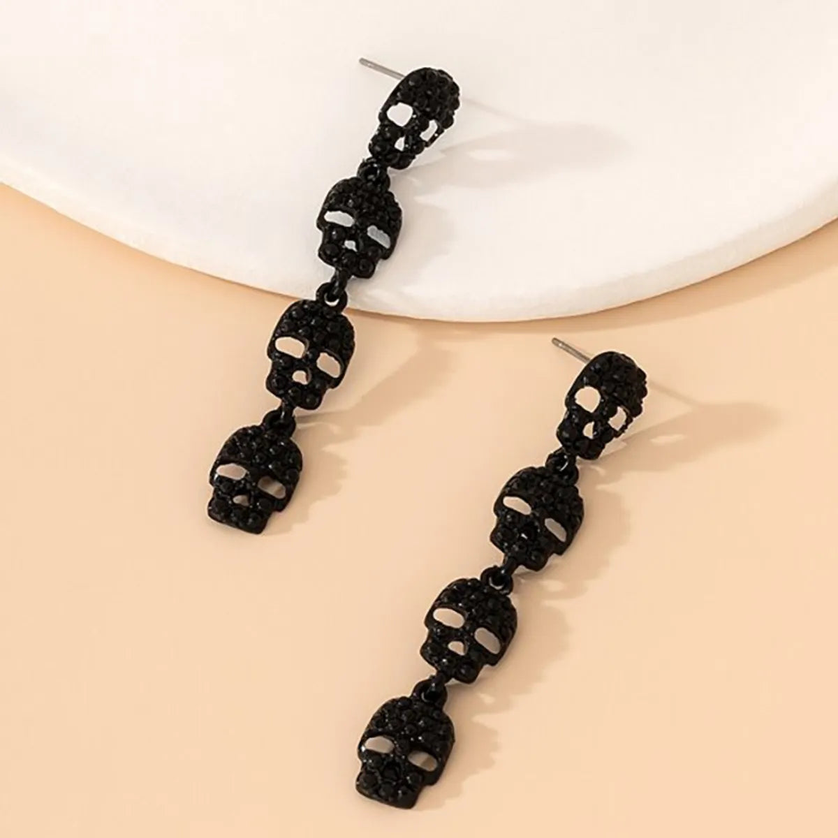 1 Pair Hip-Hop Retro Skull Plating Alloy Drop Earrings