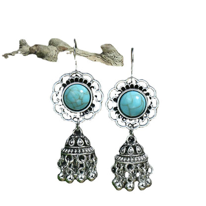 1 Pair Hip-Hop Retro Water Droplets Inlay Zinc Alloy Turquoise Drop Earrings