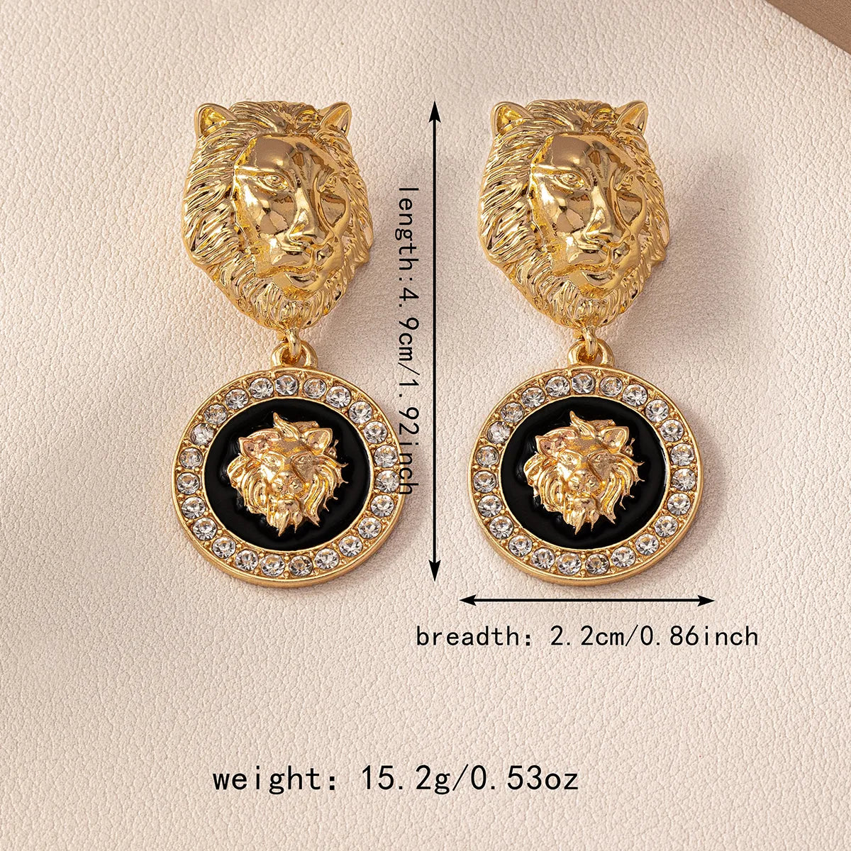 1 Pair Hip-Hop Rock Lion Carving Alloy Drop Earrings