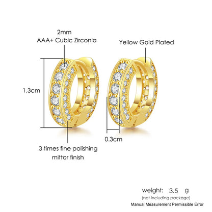 1 Pair Hip-Hop Rock Romantic Circle Inlay Artificial Crystal Copper Zircon 14K Gold Plated White Gold Plated Ear Studs