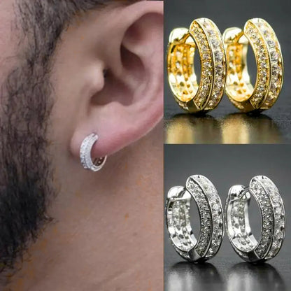 1 Pair Hip-Hop Rock Romantic Circle Inlay Artificial Crystal Copper Zircon 14K Gold Plated White Gold Plated Ear Studs