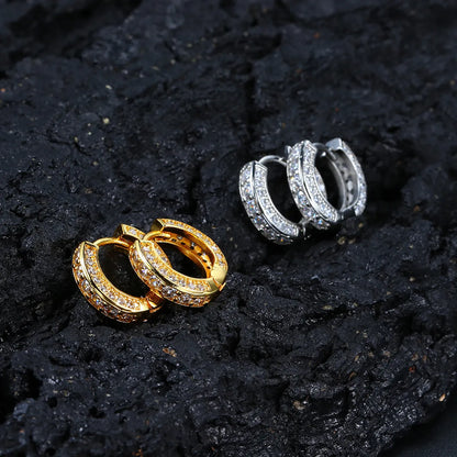 1 Pair Hip-Hop Rock Romantic Circle Inlay Artificial Crystal Copper Zircon 14K Gold Plated White Gold Plated Ear Studs