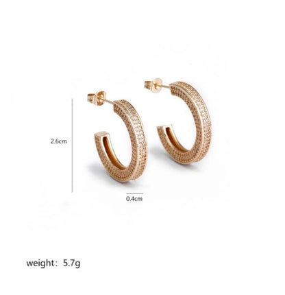 1 Pair Hip-Hop Rock Simple Style C Shape Polishing Inlay Copper Zircon 18K Gold Plated Ear Studs