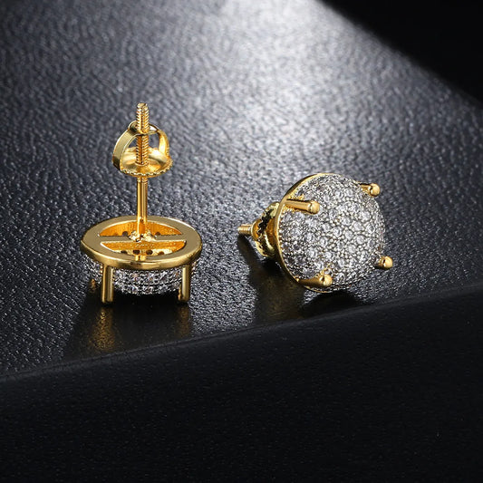 1 Pair Hip-hop Round Plating Inlay Copper Zircon Ear Studs