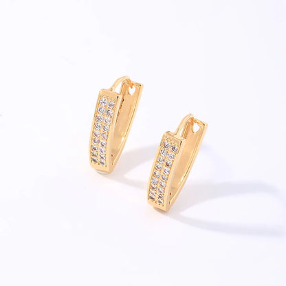 1 Pair Hip-hop Shiny V Shape Plating Inlay Copper Zircon Gold Plated Earrings