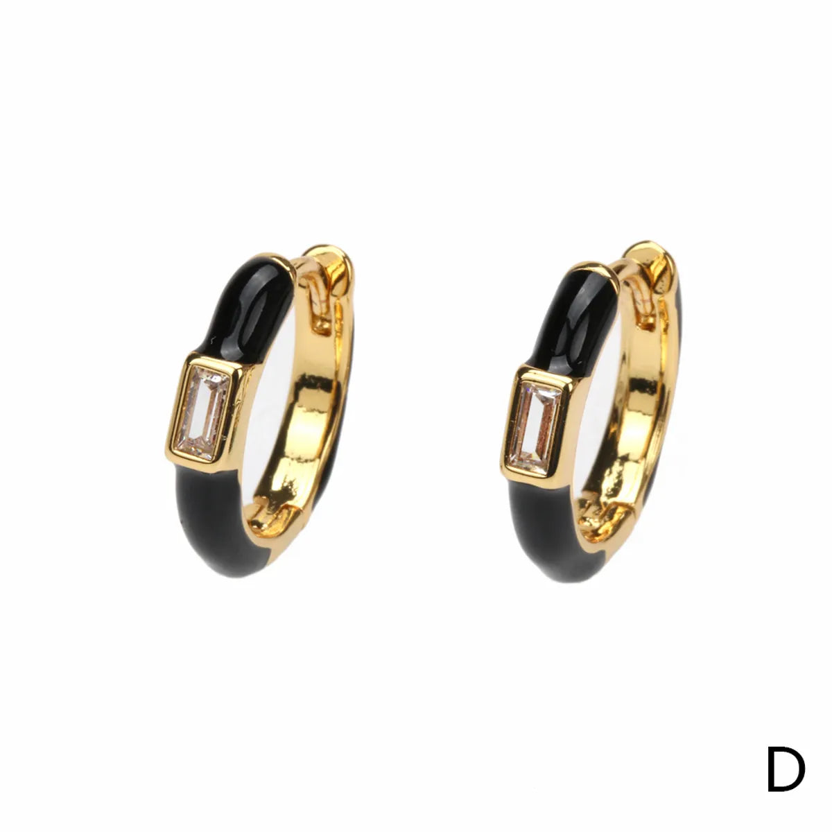 1 Pair Hip-hop Simple Style Circle Enamel Plating Inlay Copper Zircon 18k Gold Plated Hoop Earrings