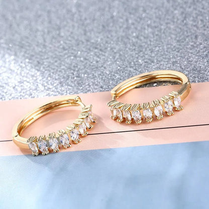 1 Pair Hip-Hop Simple Style Circle Oval Inlay Copper Zircon K Gold Plated Rhodium Plated Earrings