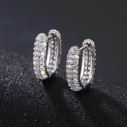 1 Pair Hip-Hop Simple Style Circle Oval Inlay Copper Zircon K Gold Plated Rhodium Plated Earrings