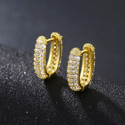 1 Pair Hip-Hop Simple Style Circle Oval Inlay Copper Zircon K Gold Plated Rhodium Plated Earrings