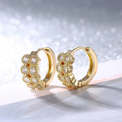 1 Pair Hip-Hop Simple Style Circle Oval Inlay Copper Zircon K Gold Plated Rhodium Plated Earrings