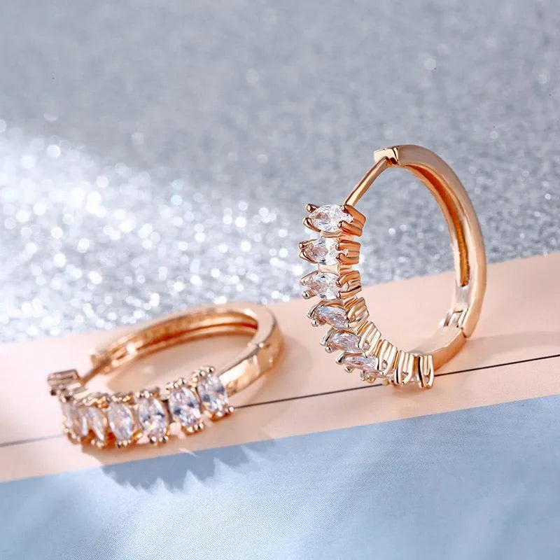 1 Pair Hip-Hop Simple Style Circle Oval Inlay Copper Zircon K Gold Plated Rhodium Plated Earrings