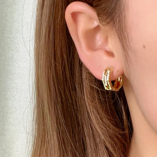 1 Pair Hip-hop Simple Style Cool Style Round Plating Inlay Copper Zircon Gold Plated Earrings