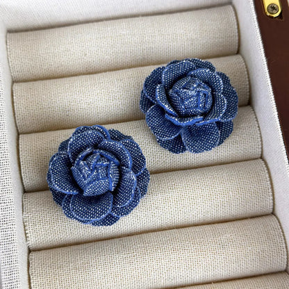 1 Pair Hip-Hop Streetwear Flower Cloth Ear Studs