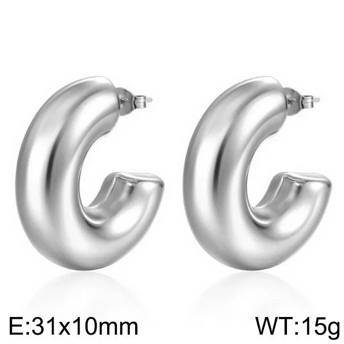 1 Pair Hip-Hop U Shape Geometric Plating Titanium Steel 18K Gold Plated Ear Studs