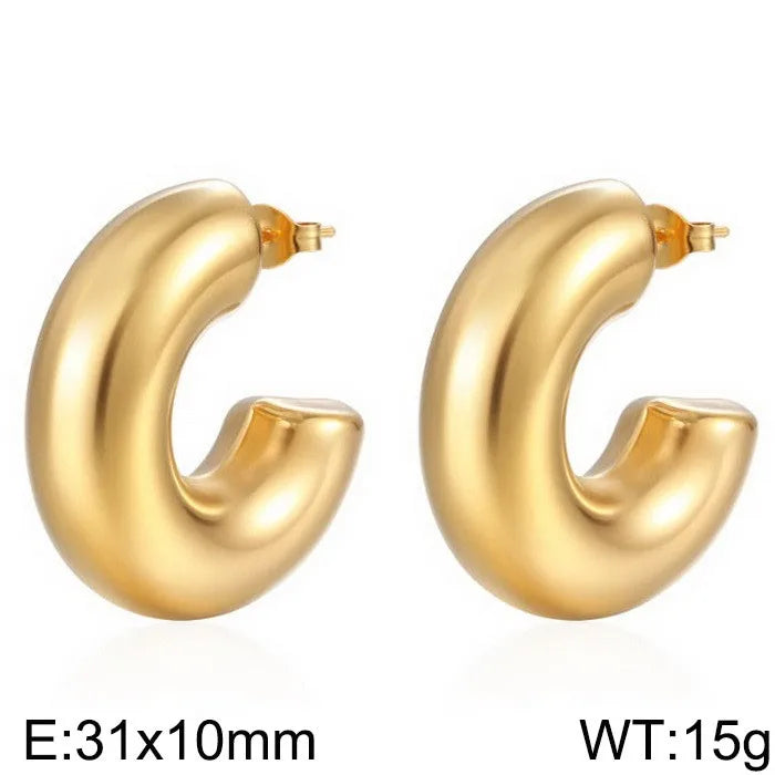 1 Pair Hip-Hop U Shape Geometric Plating Titanium Steel 18K Gold Plated Ear Studs