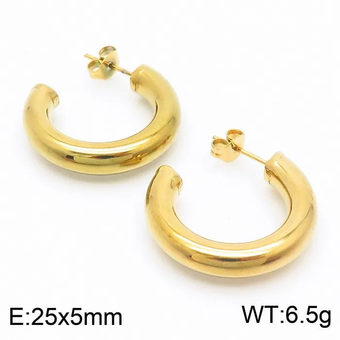 1 Pair Hip-Hop U Shape Geometric Plating Titanium Steel 18K Gold Plated Ear Studs