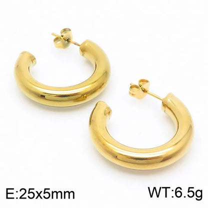 1 Pair Hip-Hop U Shape Geometric Plating Titanium Steel 18K Gold Plated Ear Studs