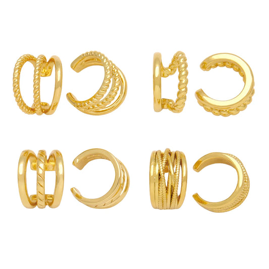 1 Pair Hip-hop Vintage Style C Shape Irregular Plating Copper 18k Gold Plated Ear Clips