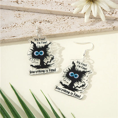 1 Pair Hip-Hop Vintage Style Sweet Letter Cat Arylic Drop Earrings