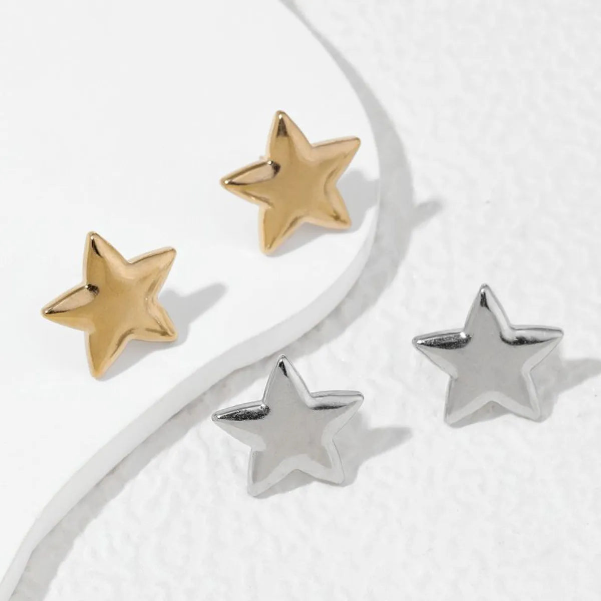 1 Pair Ig Style Artistic Star Plating Stainless Steel 18k Gold Plated Ear Studs