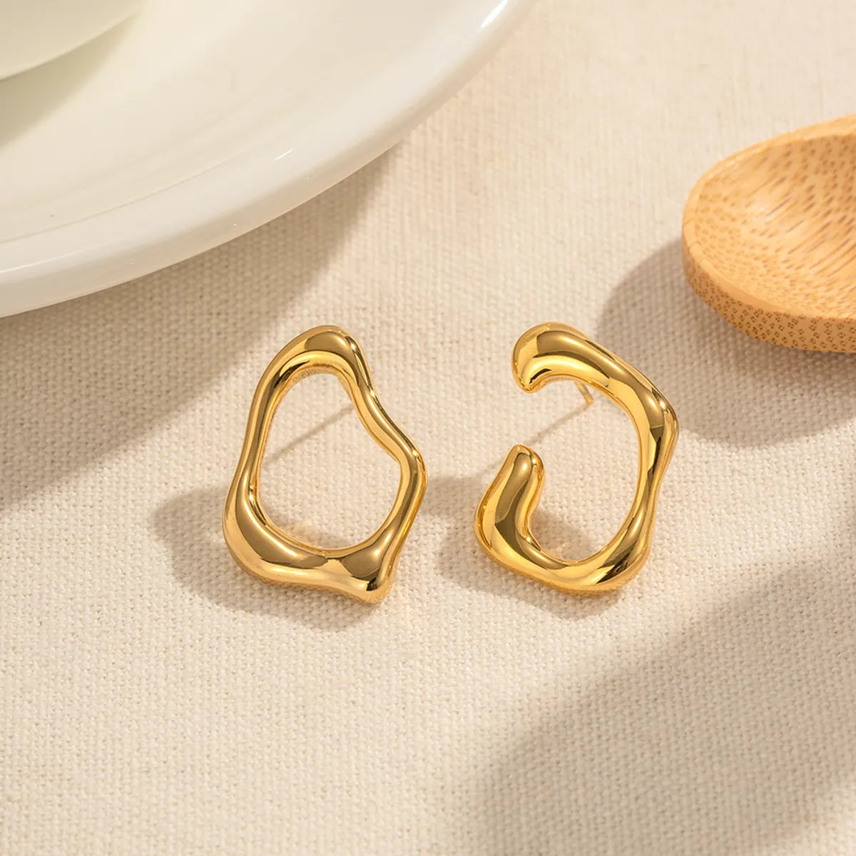 1 Pair Ig Style Asymmetrical Plating Stainless Steel 18k Gold Plated Ear Studs