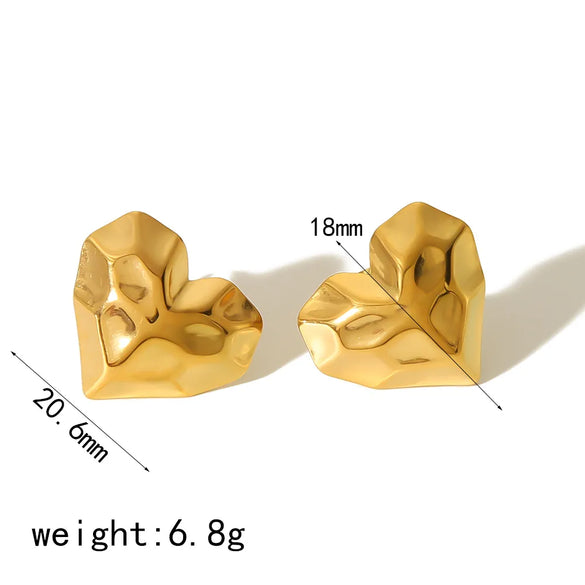 1 Pair IG Style Basic Classic Style Heart Shape Spiral Stripe Polishing Plating 304 Stainless Steel 18K Gold Plated Ear Studs