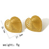 1 Pair IG Style Basic Classic Style Heart Shape Spiral Stripe Polishing Plating 304 Stainless Steel 18K Gold Plated Ear Studs
