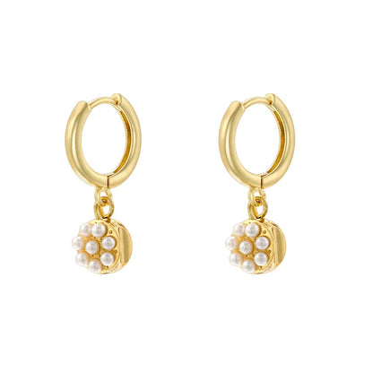 1 Pair IG Style Basic Classic Style Round Heart Shape Bow Knot Plating Inlay Copper Artificial Pearls Zircon 18K Gold Plated Drop Earrings