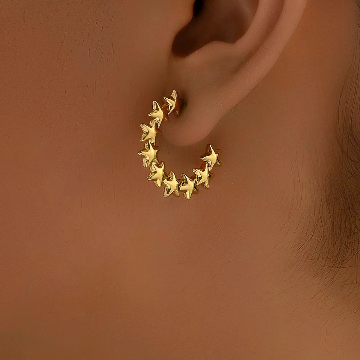 1 Pair Ig Style Basic Commute Geometric Star Plating Stainless Steel 18k Gold Plated Earrings