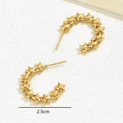 1 Pair Ig Style Basic Commute Geometric Star Plating Stainless Steel 18k Gold Plated Earrings