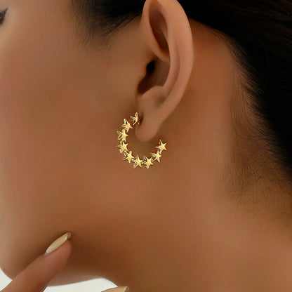 1 Pair Ig Style Basic Commute Geometric Star Plating Stainless Steel 18k Gold Plated Earrings