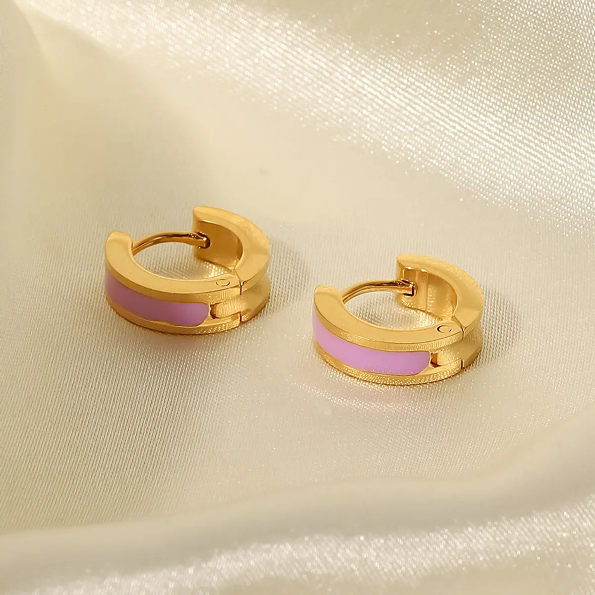 1 Pair IG Style Basic French Style Colorful Enamel Plating Inlay 304 Stainless Steel 14K Gold Plated Earrings