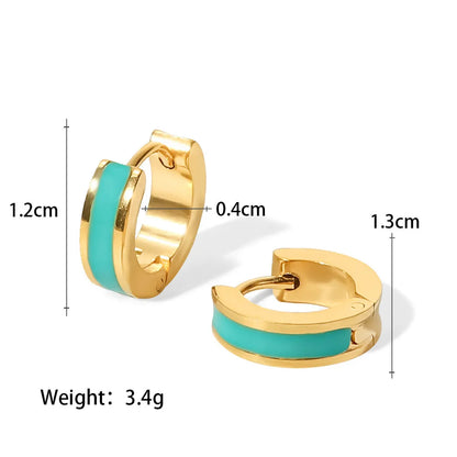 1 Pair IG Style Basic French Style Colorful Enamel Plating Inlay 304 Stainless Steel 14K Gold Plated Earrings