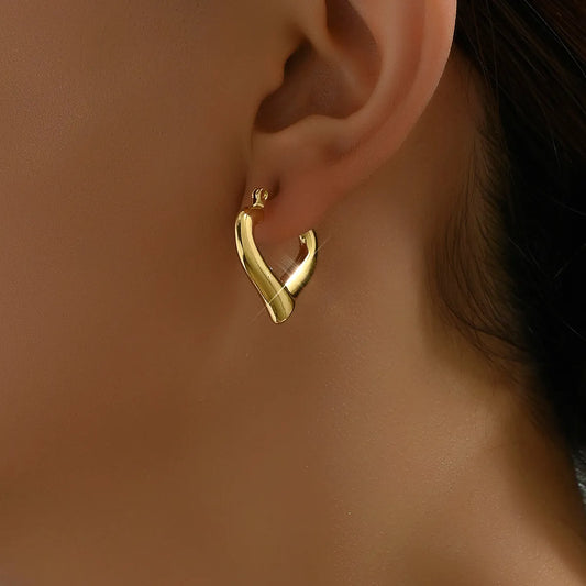 1 Pair Ig Style Basic Heart Shape Plating Stainless Steel 18k Gold Plated Earrings