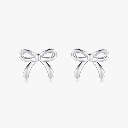 1 Pair Ig Style Basic Simple Style Bow Knot Plating Sterling Silver Silver Plated Ear Studs