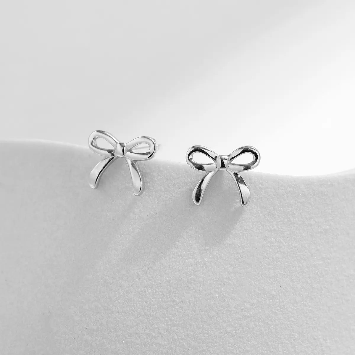 1 Pair Ig Style Basic Simple Style Bow Knot Plating Sterling Silver Silver Plated Ear Studs