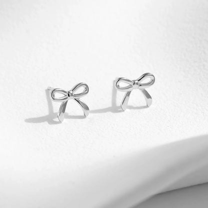 1 Pair Ig Style Basic Simple Style Bow Knot Plating Sterling Silver Silver Plated Ear Studs