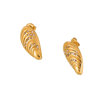 1 Pair IG Style Beach Commute Solid Color Shell 304 Stainless Steel 18K Gold Plated Ear Studs