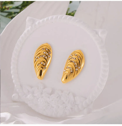 1 Pair IG Style Beach Commute Solid Color Shell 304 Stainless Steel 18K Gold Plated Ear Studs