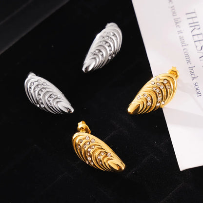 1 Pair IG Style Beach Commute Solid Color Shell 304 Stainless Steel 18K Gold Plated Ear Studs